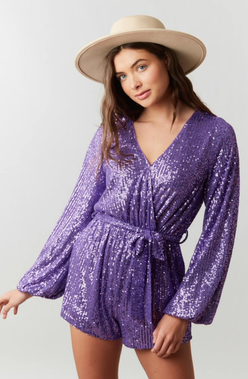 Purple Sequin Romper