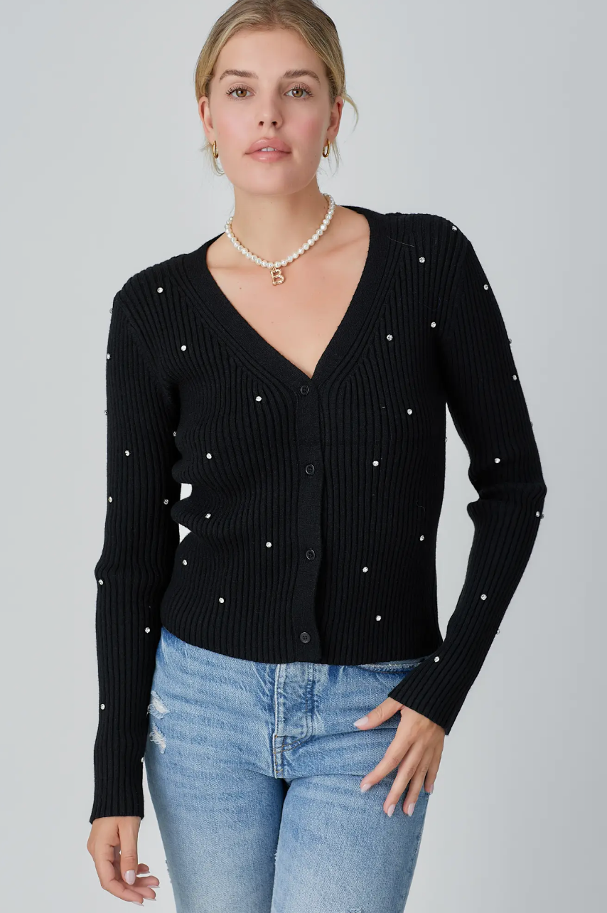 Rhinestone Black Cardigan