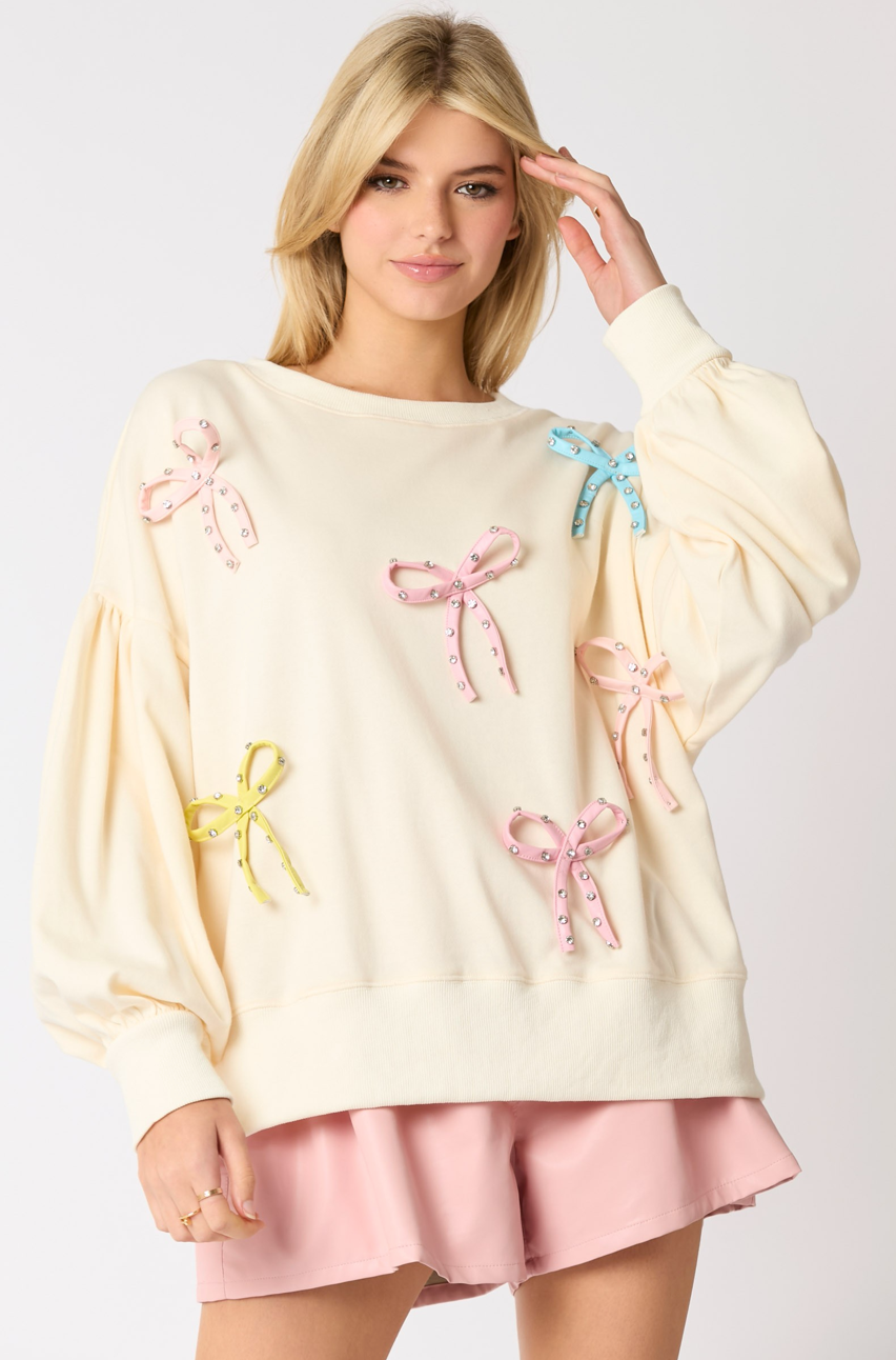 Multi Color Bow Oversized Sweatshirt