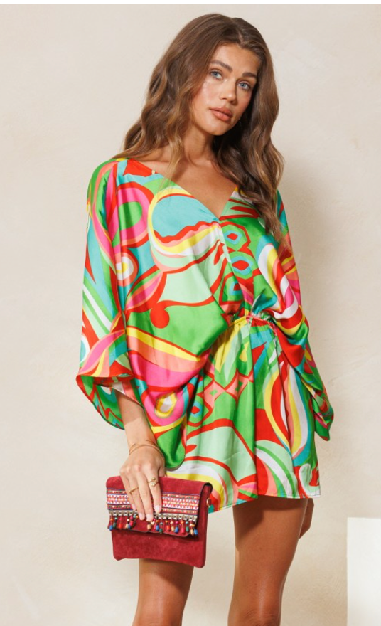 Lime Kimono Sleeve Romper