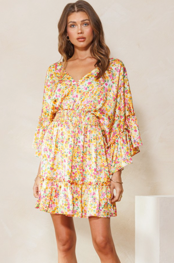 Floral Kimono Sleeve Dress