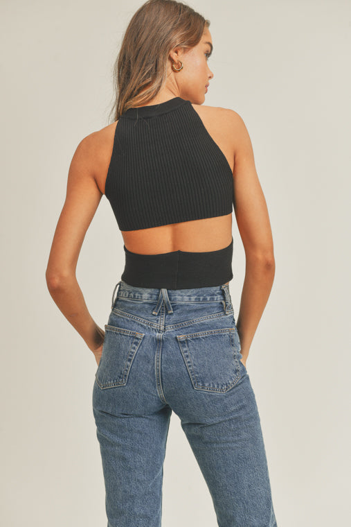 Cut Out Knit Crop Top